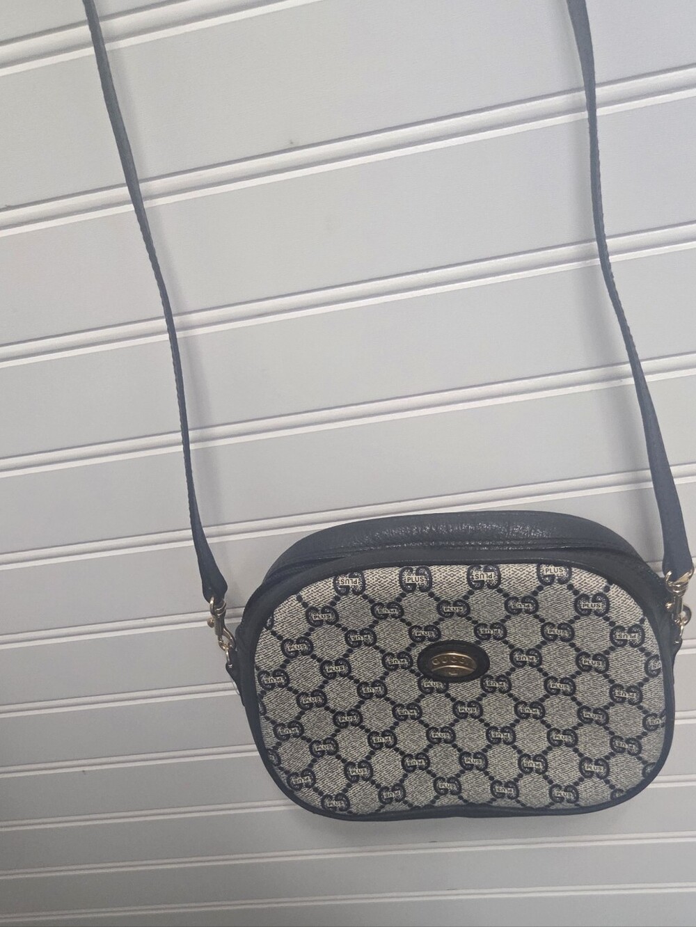 Gucci Navy Crossbody Bag with Monogram Pattern